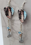 Lenny Kravitz Guitar Pick Earrings with Metal Guitar Charm and Swarovski Crystal Dangles
