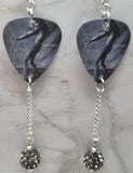 Lenny Kravitz Circus Guitar Pick Earrings with Gray Pave Bead Dangles