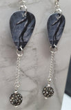 Lenny Kravitz Circus Guitar Pick Earrings with Gray Pave Bead Dangles