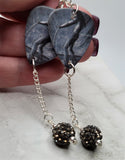 Lenny Kravitz Circus Guitar Pick Earrings with Gray Pave Bead Dangles