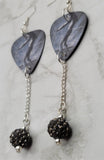 Lenny Kravitz Circus Guitar Pick Earrings with Gray Pave Bead Dangles
