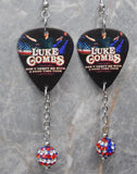 Luke Combs Guitar Pick Earrings with American Flag Pave Bead Dangles