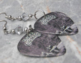 Luke Combs Fathers and Sons Guitar Pick Earrings with Metallic Silver Swarovski Crystals