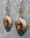 Luke Combs Guitar Pick Earrings with Smoked Topaz Swarovski Crystals