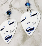 Madonna Erotica Guitar Pick Earrings with Capri Blue ABx2 Swarovski Crystals