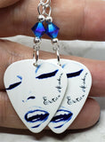 Madonna Erotica Guitar Pick Earrings with Capri Blue ABx2 Swarovski Crystals