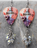 Madonna Like a Prayer Guitar Pick Earrings with Clear AB Swarovski Crystal Dangles
