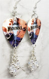 Madonna Like a Prayer Guitar Pick Earrings with Clear AB Swarovski Crystal Dangles