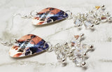 Madonna Like a Prayer Guitar Pick Earrings with Clear AB Swarovski Crystal Dangles