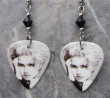 Madonna Debut Album Cover Guitar Pick Earrings with Black Swarovski Crystals