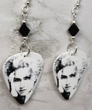 Madonna Debut Album Cover Guitar Pick Earrings with Black Swarovski Crystals