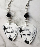 Madonna Debut Album Cover Guitar Pick Earrings with Black Swarovski Crystals