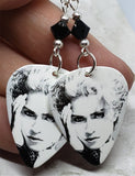 Madonna Debut Album Cover Guitar Pick Earrings with Black Swarovski Crystals