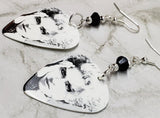 Madonna Debut Album Cover Guitar Pick Earrings with Black Swarovski Crystals
