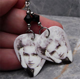 Madonna Debut Album Cover Guitar Pick Earrings with Black Swarovski Crystals