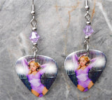 Madonna Guitar Pick Earrings with Violet Purple Swarovski Crystals