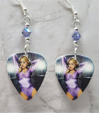 Madonna Guitar Pick Earrings with Violet Purple Swarovski Crystals