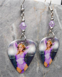 Madonna Guitar Pick Earrings with Violet Purple Swarovski Crystals