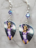 Madonna Guitar Pick Earrings with Violet Purple Swarovski Crystals
