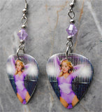 Madonna Guitar Pick Earrings with Violet Purple Swarovski Crystals