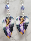 Madonna Guitar Pick Earrings with Violet Purple Swarovski Crystals