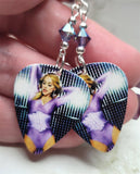 Madonna Guitar Pick Earrings with Violet Purple Swarovski Crystals