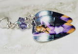 Madonna Guitar Pick Earrings with Violet Purple Swarovski Crystals
