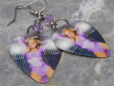 Madonna Guitar Pick Earrings with Violet Purple Swarovski Crystals