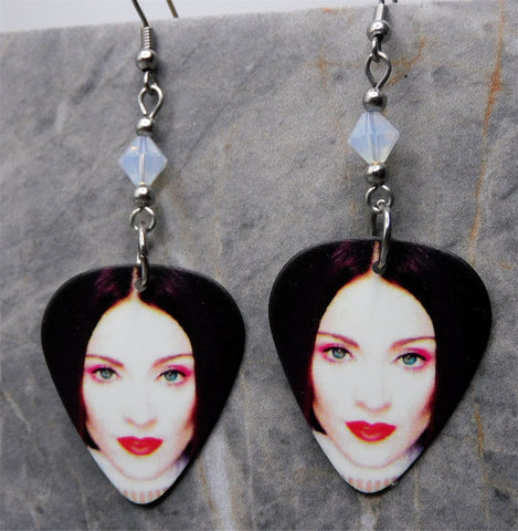 Madonna Guitar Pick Earrings with Opal Swarovski Crystals