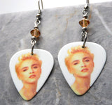 Madonna Guitar Pick Earrings with Metallic Sunshine Swarovski Crystals