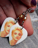 Madonna Guitar Pick Earrings with Metallic Sunshine Swarovski Crystals
