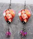 Madonna Guitar Pick Earrings with Pink ABx2 Swarovski Crystals