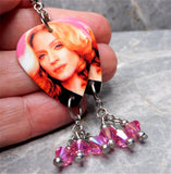 Madonna Guitar Pick Earrings with Pink ABx2 Swarovski Crystals