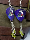 Mago de Oz Mägo de Oz La Bruja Guitar Pick Earrings with Green Swarovski Crystal Dangles