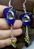 Mago de Oz Mägo de Oz La Bruja Guitar Pick Earrings with Green Swarovski Crystal Dangles