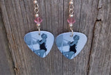 Marilyn Monroe Guitar Pick Earrings with Pink Swarovski Crystals