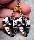 The Many Faces of Marilyn Manson Guitar Pick Earrings with Yellow Swarovski Crystals