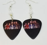 Maroon 5 Group Picture Guitar Pick Earrings with White Swarovski Crystals