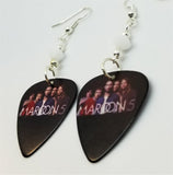 Maroon 5 Group Picture Guitar Pick Earrings with White Swarovski Crystals