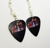Maroon 5 Group Picture Guitar Pick Earrings with White Swarovski Crystals