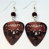 Maroon 5 Pure Imagination Guitar Pick Earrings with Red Pave Beads