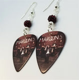 Maroon 5 Pure Imagination Guitar Pick Earrings with Red Pave Beads