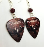 Maroon 5 Pure Imagination Guitar Pick Earrings with Red Pave Beads