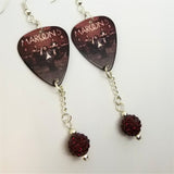 Maroon 5 Pure Imagination Guitar Pick Earrings with Red Pave Bead Dangles