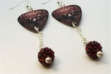 Maroon 5 Pure Imagination Guitar Pick Earrings with Red Pave Bead Dangles