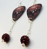 Maroon 5 Pure Imagination Guitar Pick Earrings with Red Pave Bead Dangles