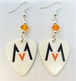Maroon 5 Guitar Pick Earrings with Orange Swarovski Crystals