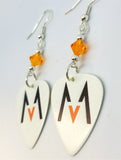 Maroon 5 Guitar Pick Earrings with Orange Swarovski Crystals