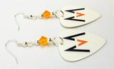 Maroon 5 Guitar Pick Earrings with Orange Swarovski Crystals