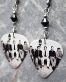 Maroon 5 Group Picture Guitar Pick Earrings with Black Swarovski Crystals